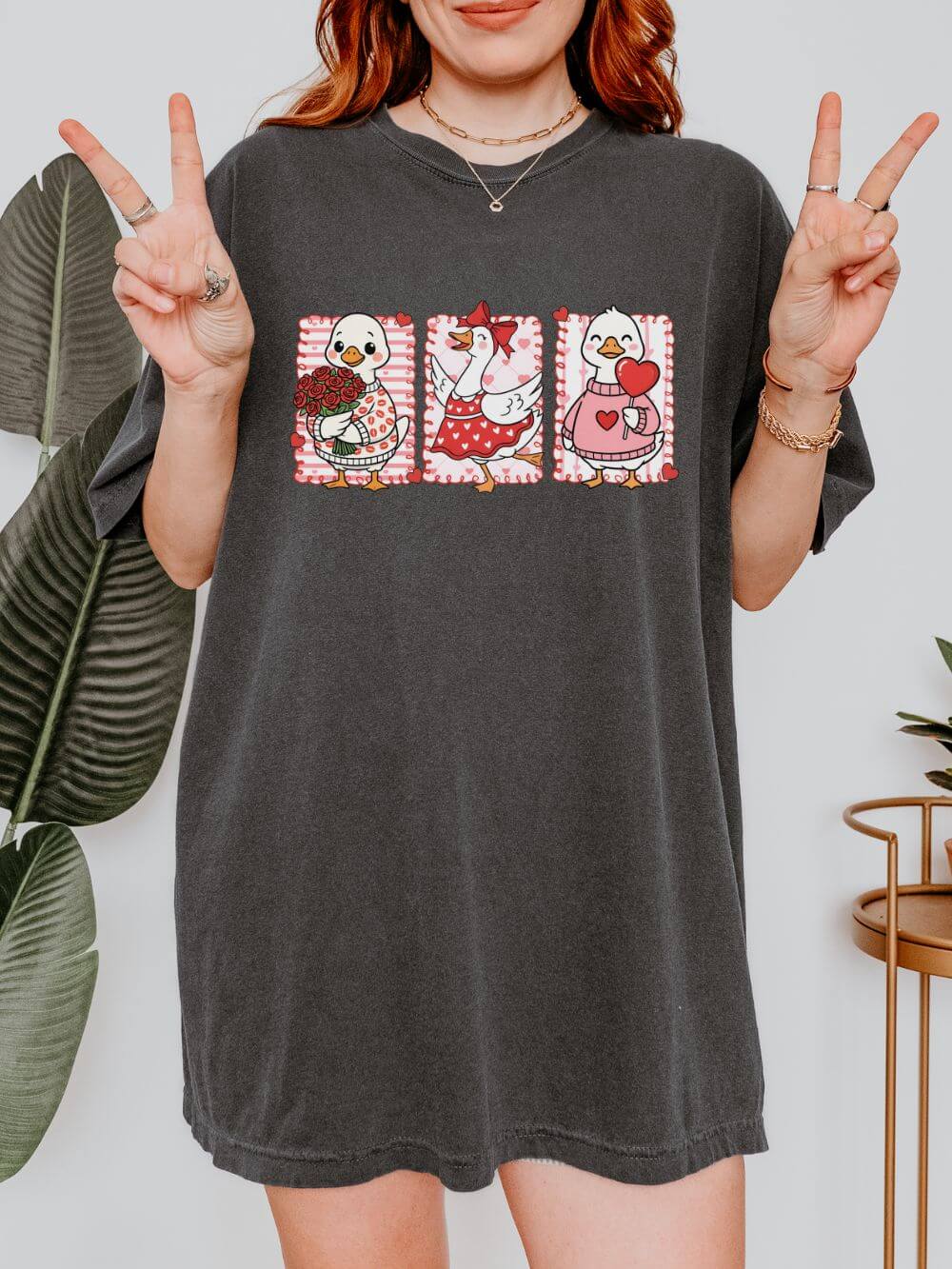 Coquette Love Goose Valentine's Day Graphic T-Shirt Unisex Short Sleeve Tee - Sydney So Sweet