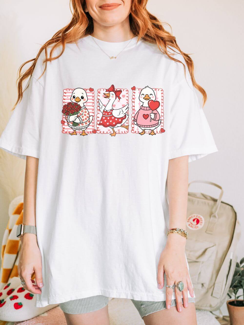 Coquette Love Goose Valentine's Day Graphic T-Shirt Unisex Short Sleeve Tee - Sydney So Sweet