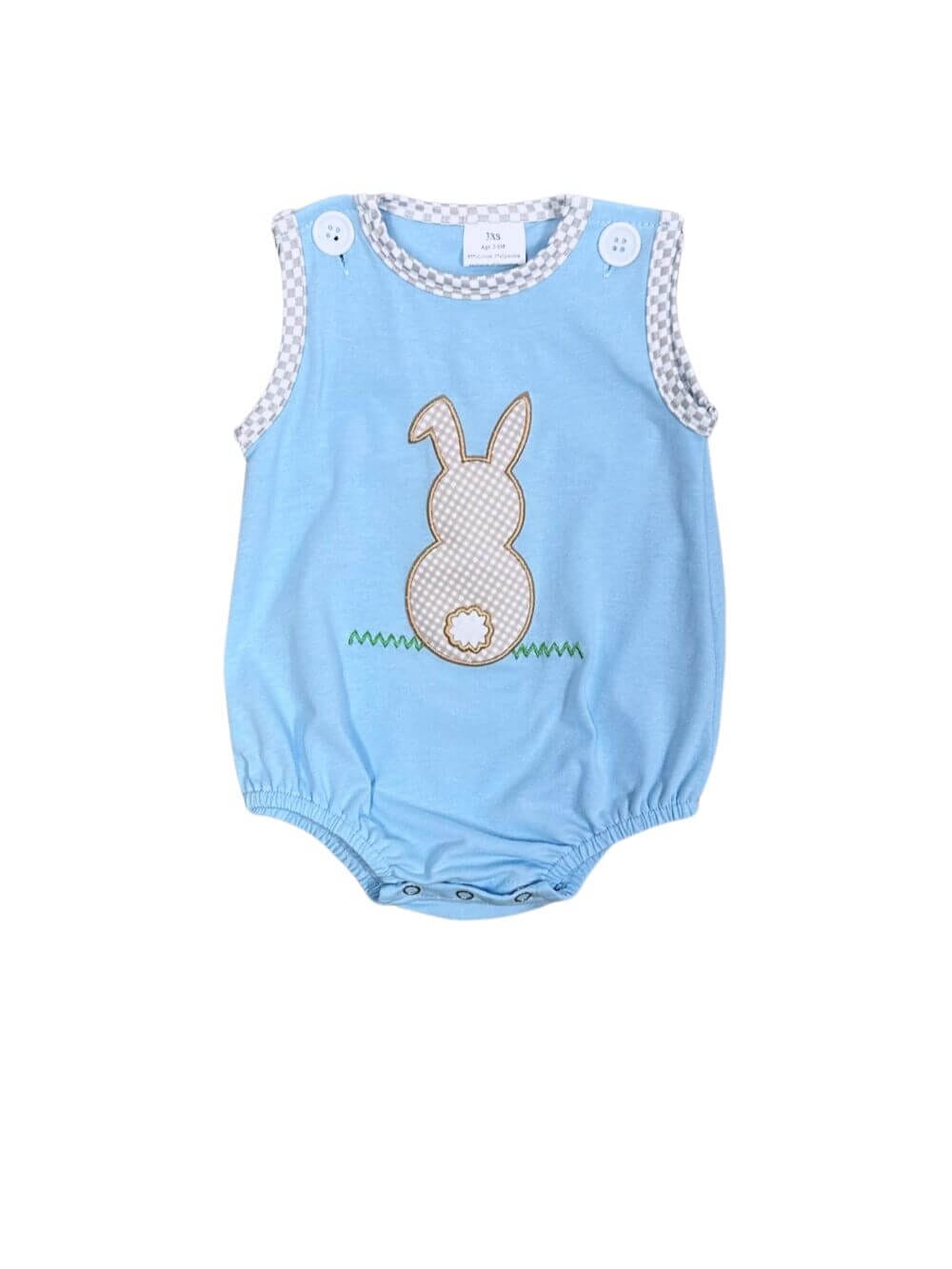 Cotton Tail Blue Boys Easter or Spring Bubble Romper - Sydney So Sweet