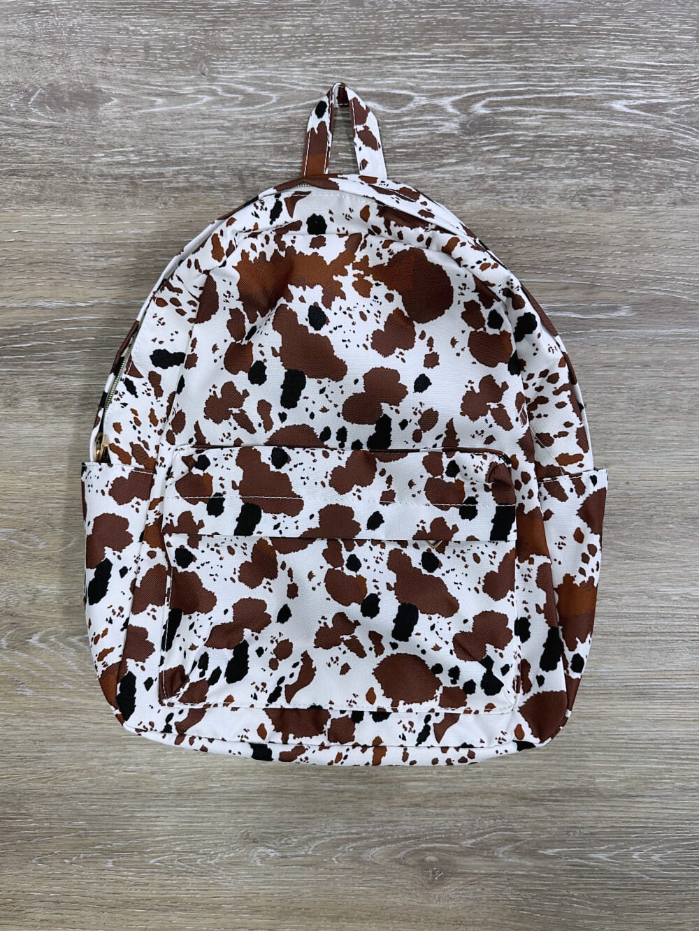 Cow Print Brown & White Kids' School Backpack - Sydney So Sweet