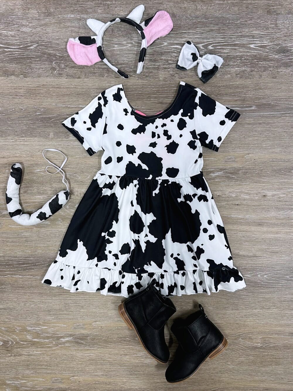 Cow You Doin' Girls Black & White Cow Print Dress - Sydney So Sweet