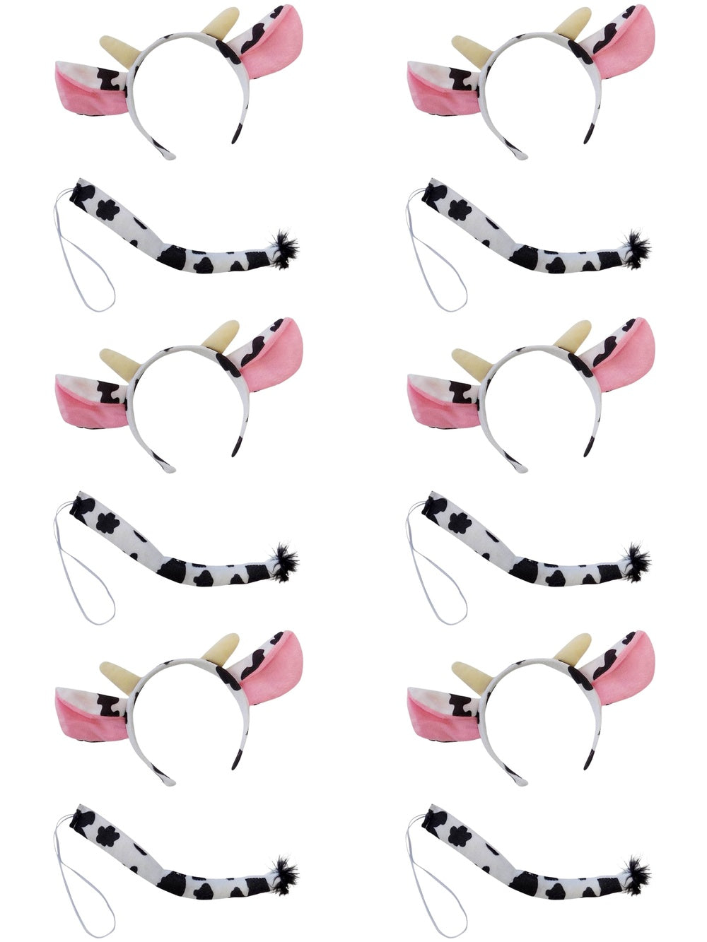 Cow Headband Ears & Tail, Kid or Adult Costume Accessories