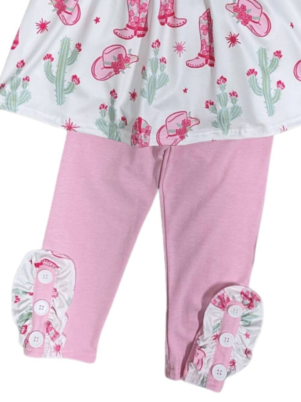 Cowgirl Cutie Pink Ruffle & Cactus Girls Outfit - Sydney So Sweet
