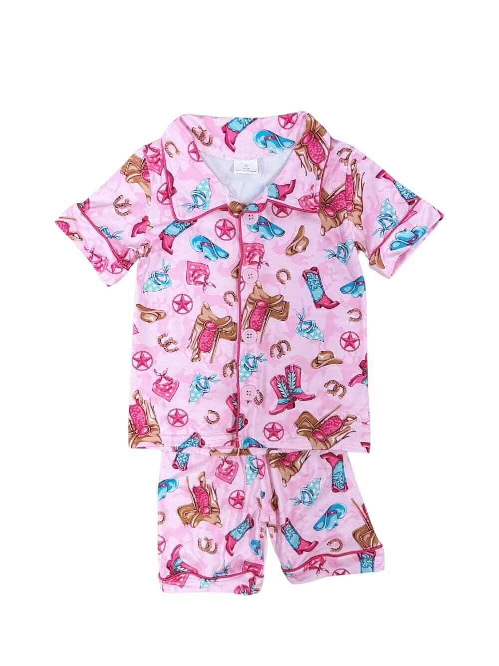 Cowgirls Wear Pink Girls Short Sleeve Pajama Set - Sydney So Sweet