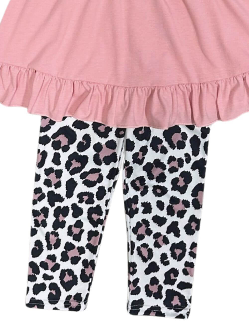 Cozy & Cute Girls Ruffle Tunic Leopard Leggings Outfit - Sydney So Sweet