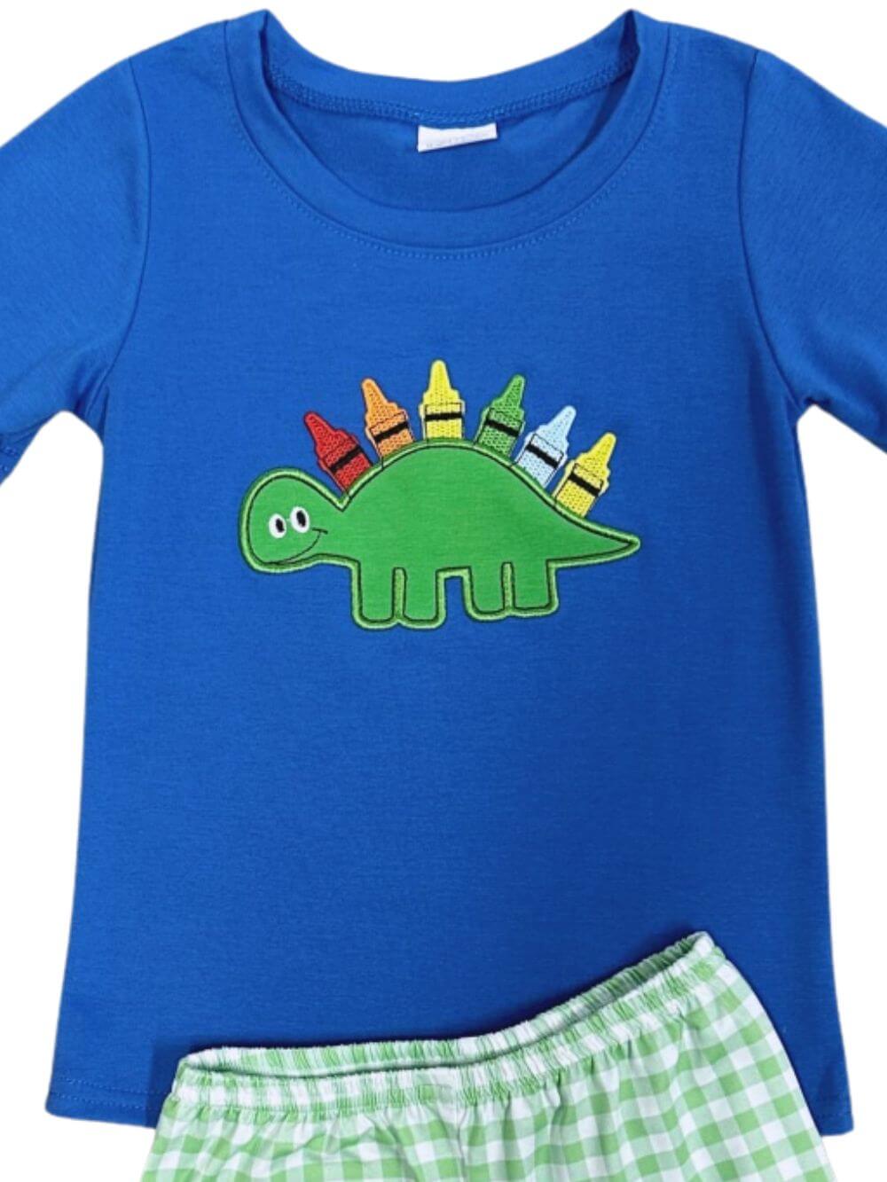 Crayon Spiked Dino Boys Back to School Shorts Outfit - Sydney So Sweet