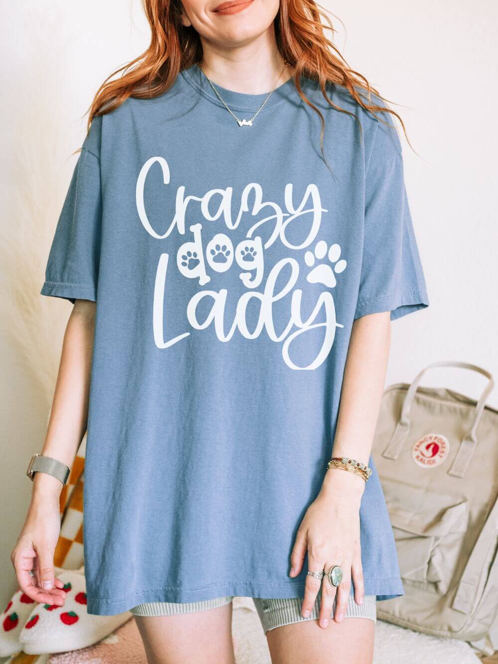 Crazy Dog Lady T-Shirt Paw Print Graphic Tee for Dog Moms