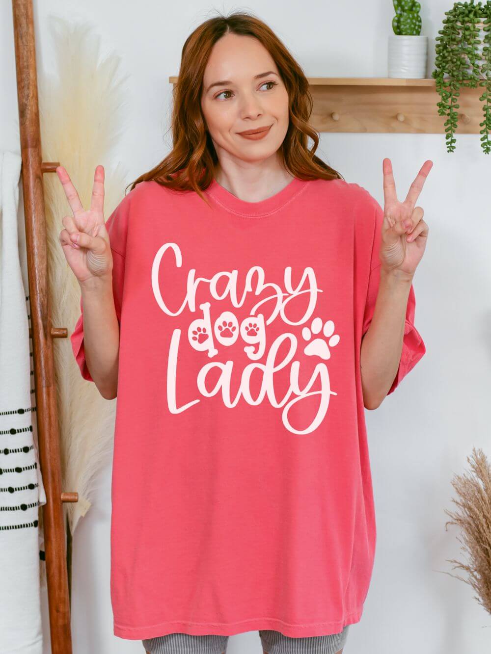Crazy Dog Lady T-Shirt Paw Print Graphic Tee for Dog Moms