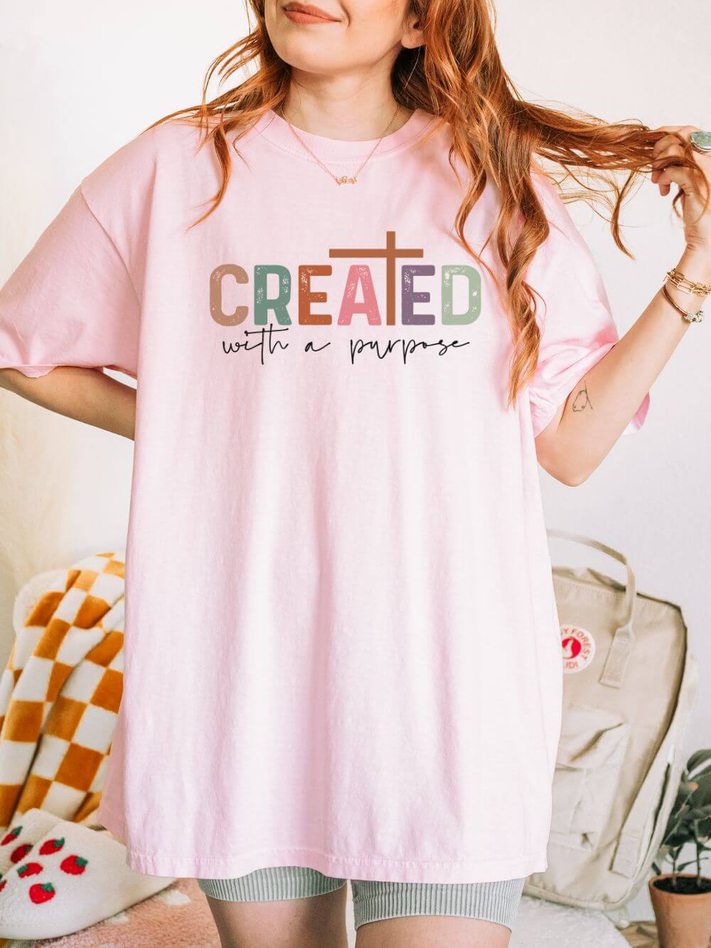 Created with a Purpose Christian Bible Verse Unisex Comfort Colors Graphic T-Shirt - Sydney So Sweet
