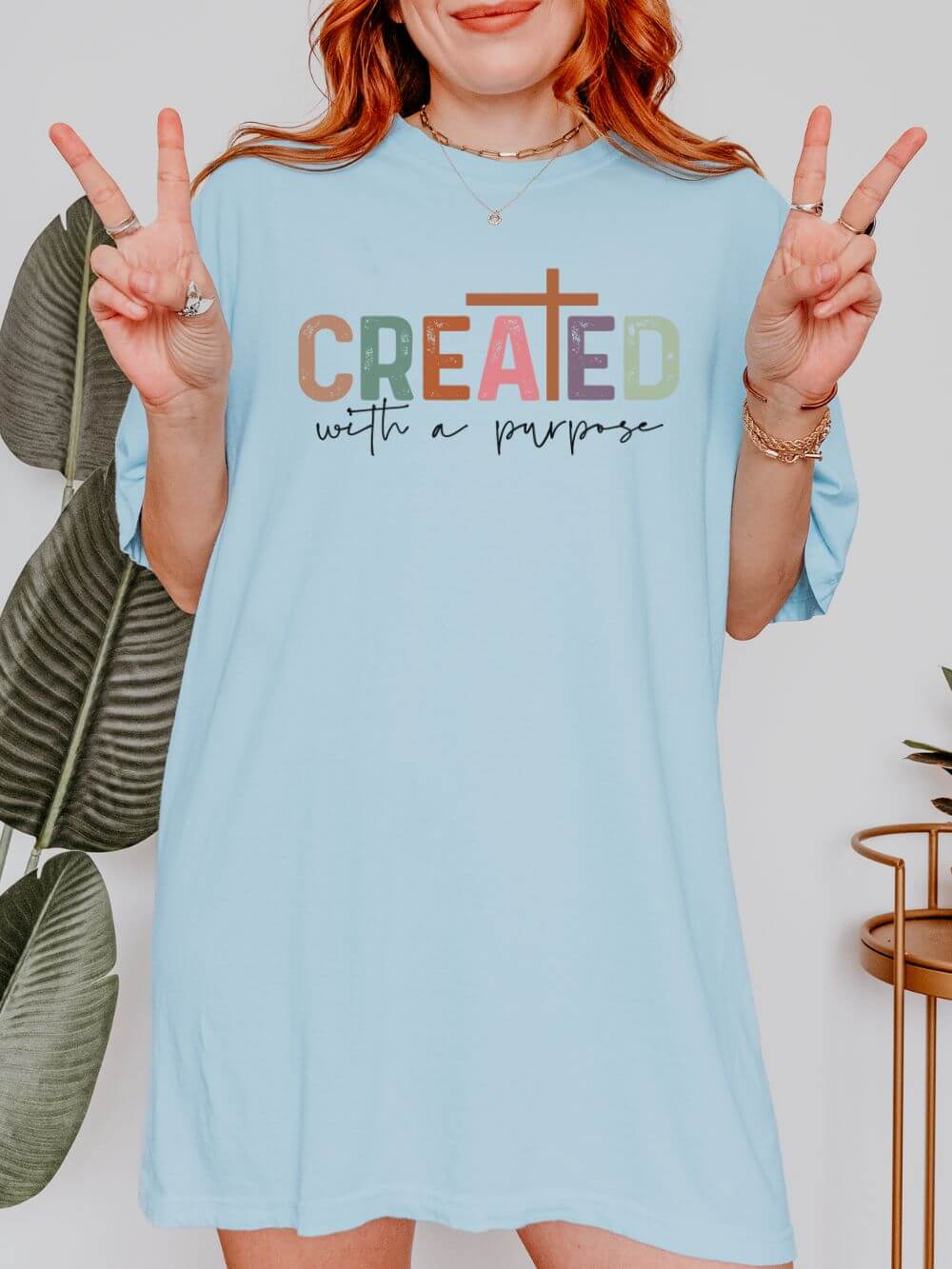 Created with a Purpose Christian Bible Verse Unisex Comfort Colors Graphic T-Shirt - Sydney So Sweet