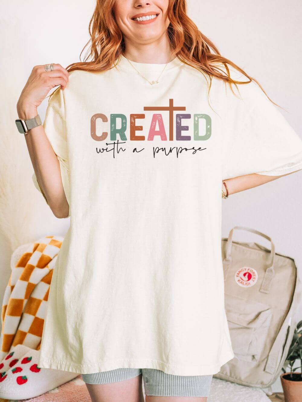 Created with a Purpose Christian Bible Verse Unisex Comfort Colors Graphic T-Shirt - Sydney So Sweet