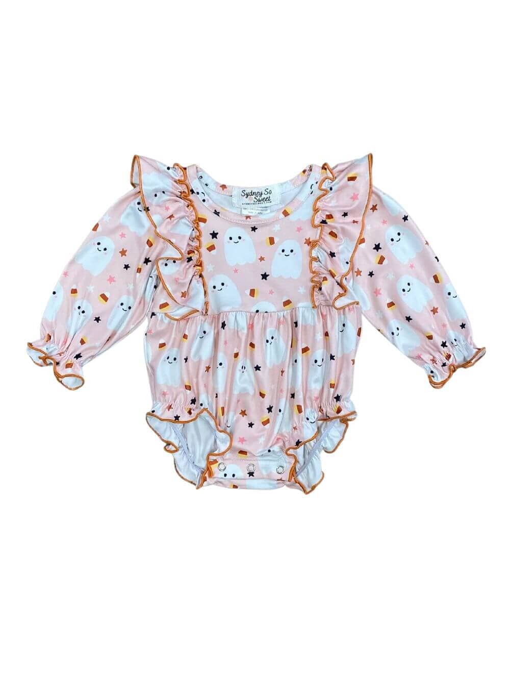 Cute Little Ghost Ruffle Girls Baby Romper 0-3 Months