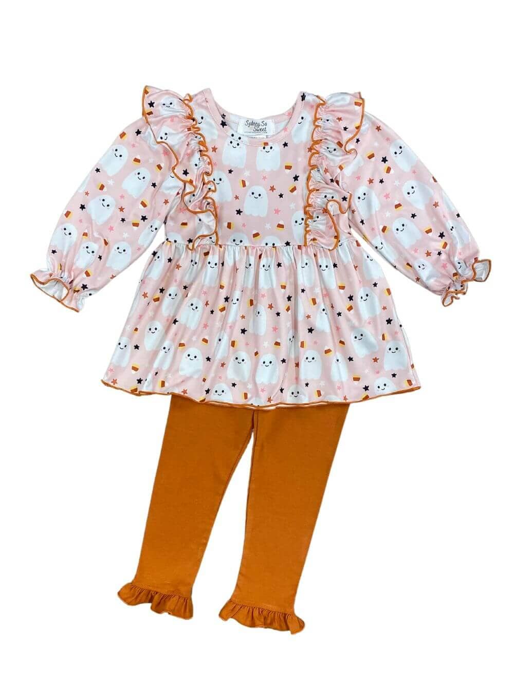 Cute Little Ghost Ruffle Girls Leggings Outfit - Sydney So Sweet