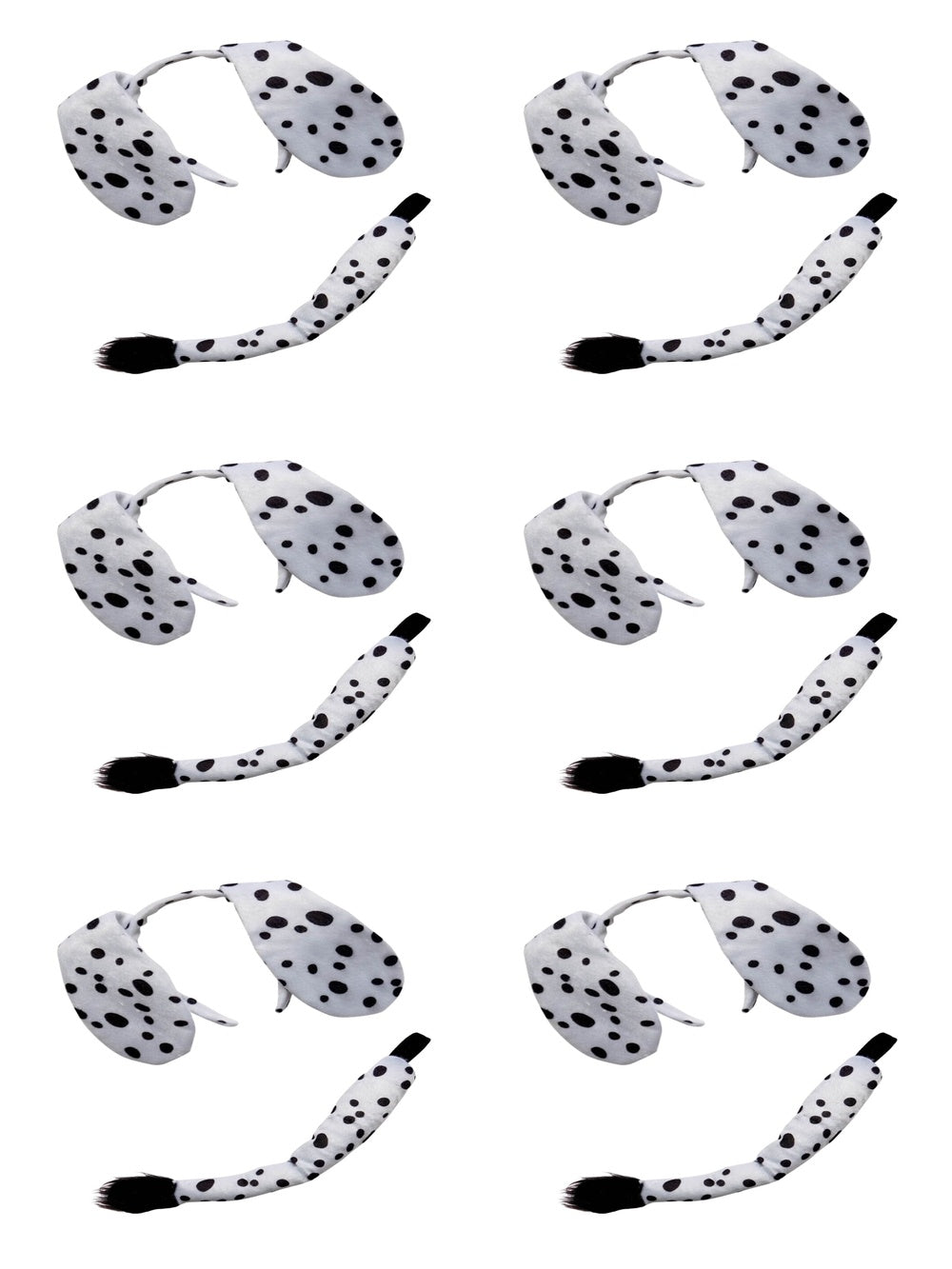 Dalmatian Ears Headband Set - Black & White Spotted Dog Headband Ears & Tail