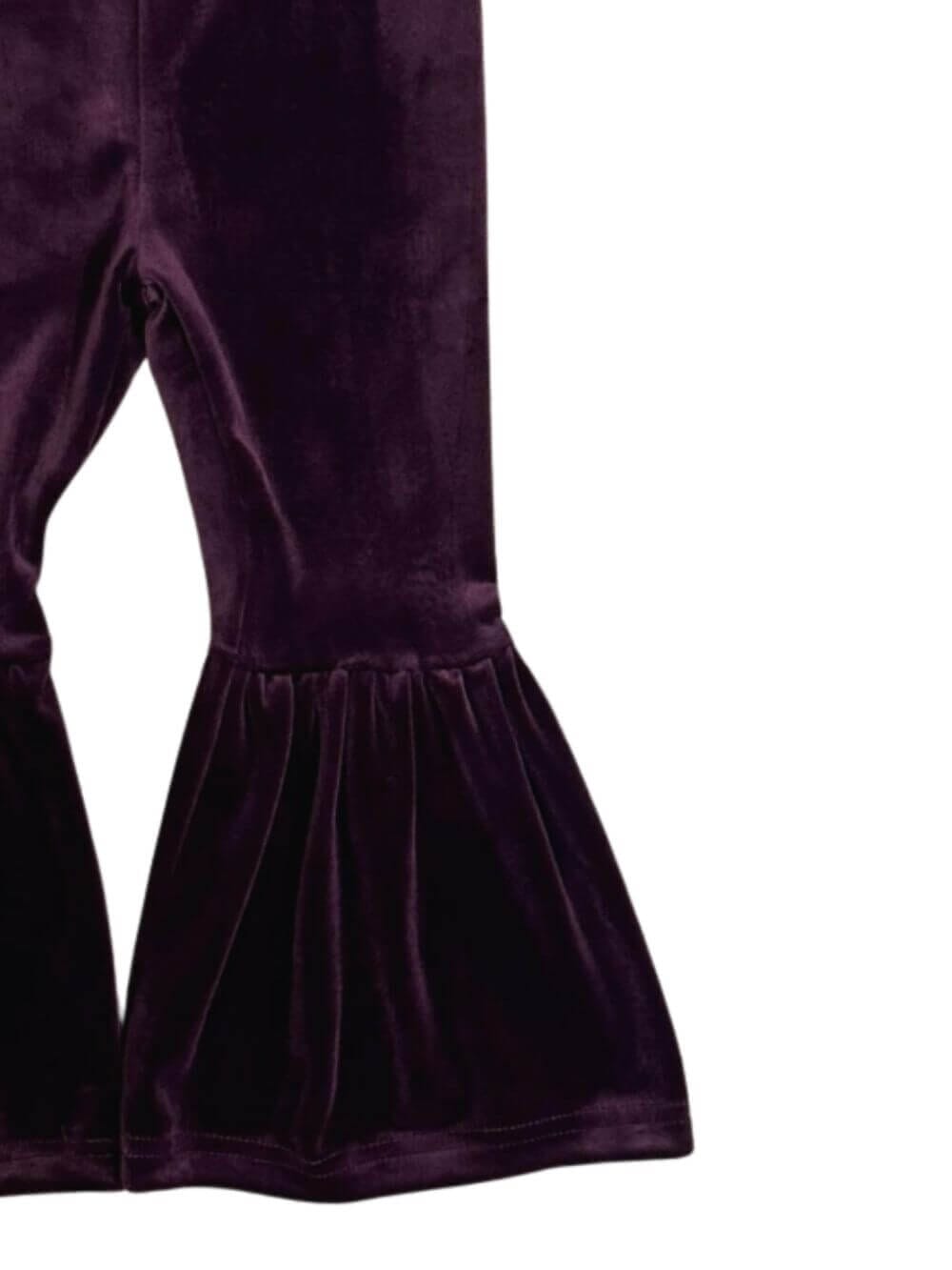 Dark Purple Girls Velvet Bell Bottoms - Sydney So Sweet
