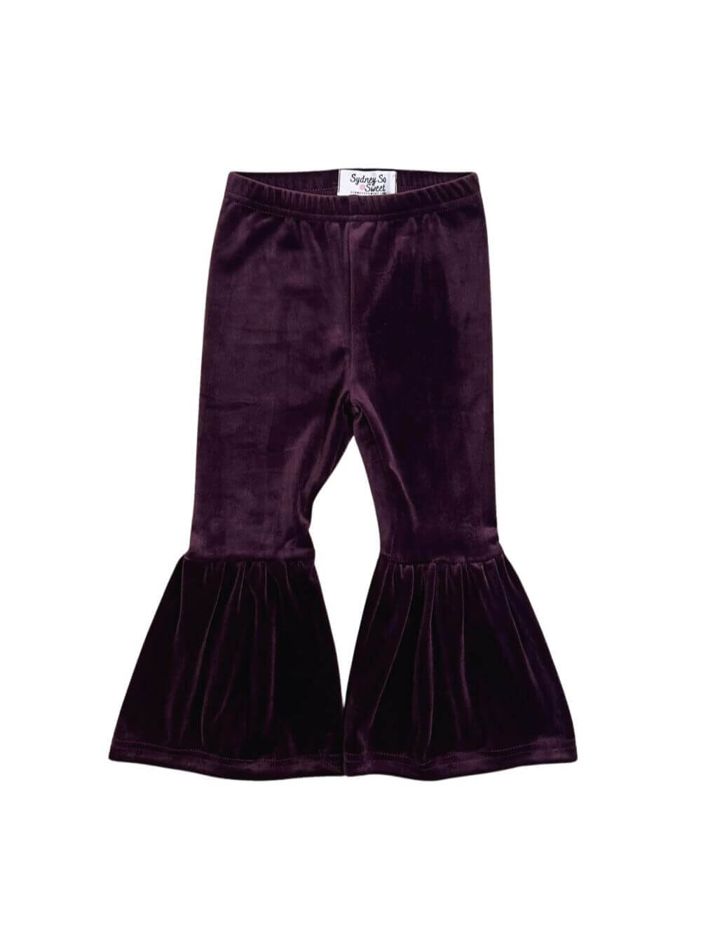 Dark Purple Girls Velvet Bell Bottoms - Sydney So Sweet