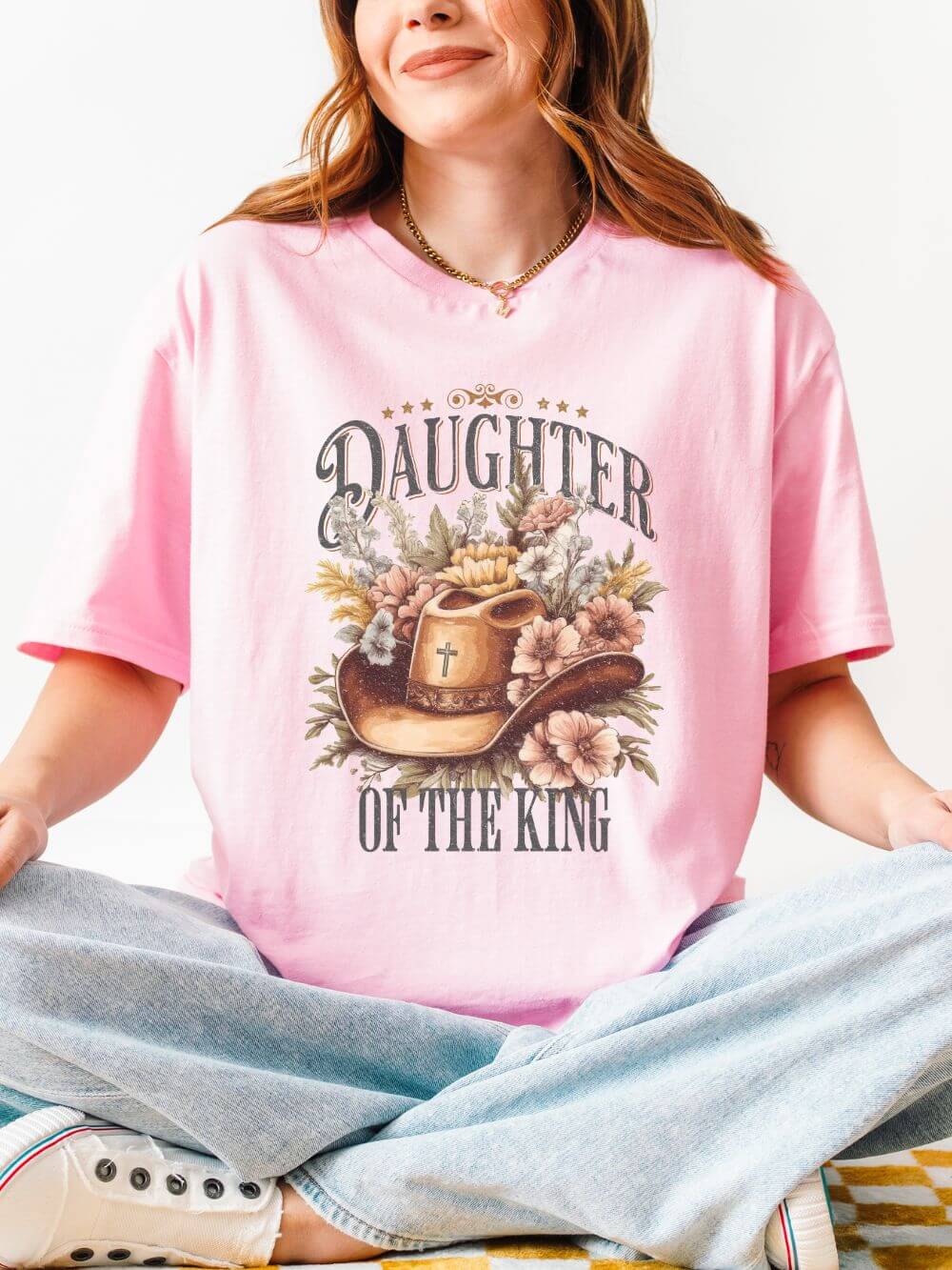 Daughter of the King T-Shirt Western Floral Christian Cowgirl Faith Tee