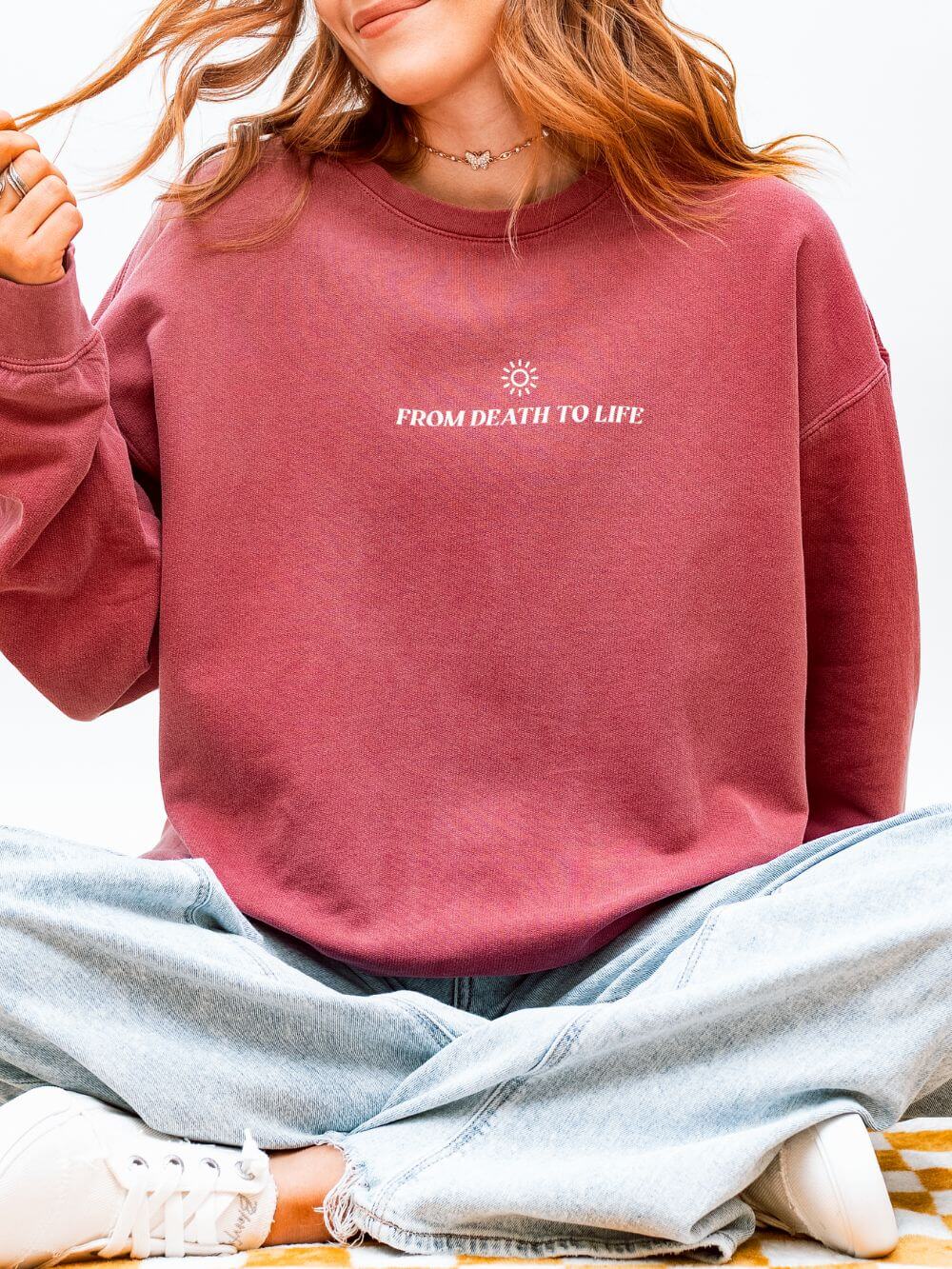 Death Could Not Hold Him Lightweight Crewneck Sweatshirt Christian Pullover