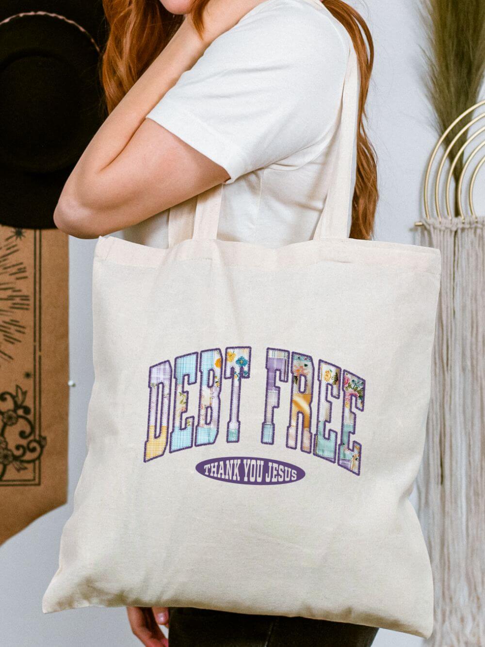 Debt Free Thank You Jesus Christian Cotton Canvas Tote Bag