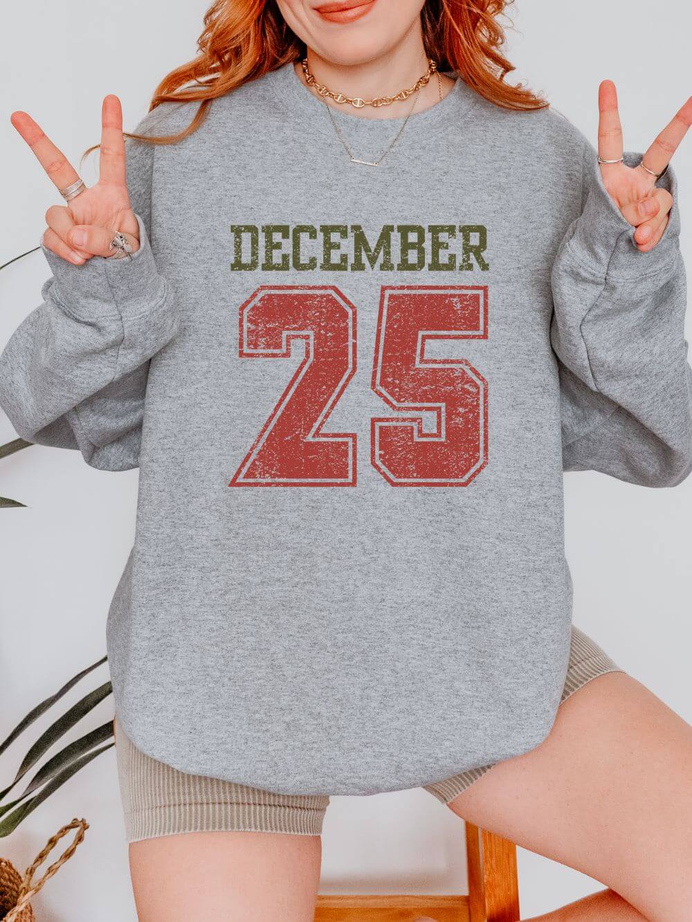 December 25 Vintage Distressed Heavy Blend Unisex Crewneck Cozy Christmas Sweatshirt - Sydney So Sweet