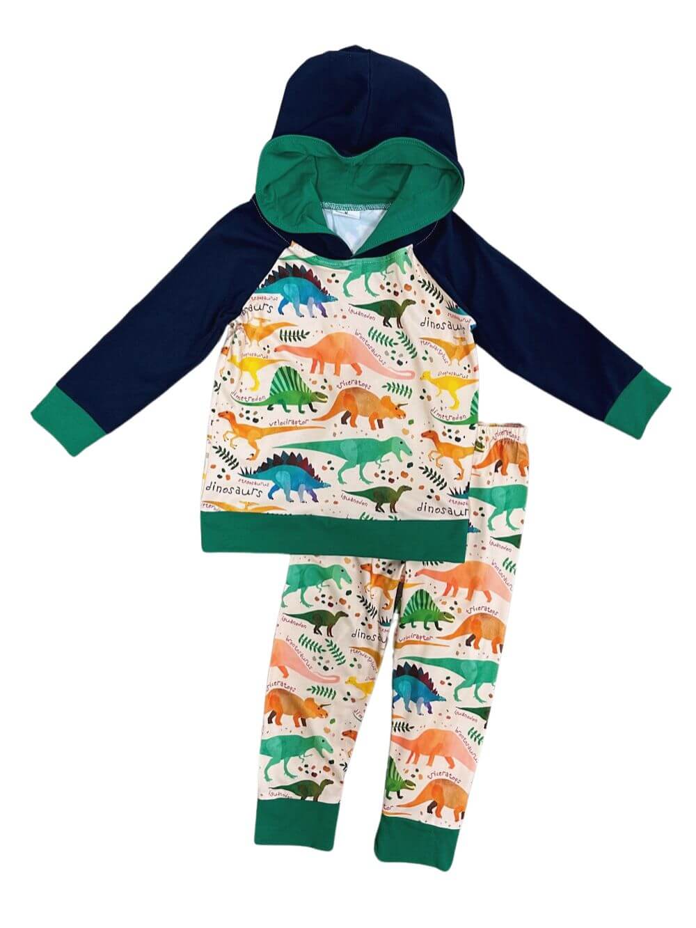 Dino Days Boys Navy & Green Dinosaur Hoodie Outfit - Sydney So Sweet