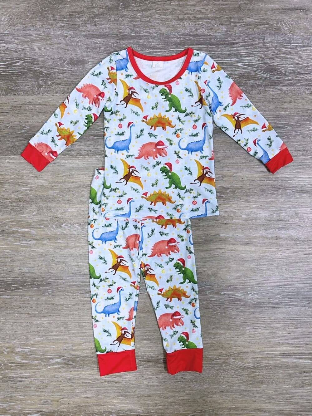 Dino Merry Christmas Holiday Pajamas - Sydney So Sweet