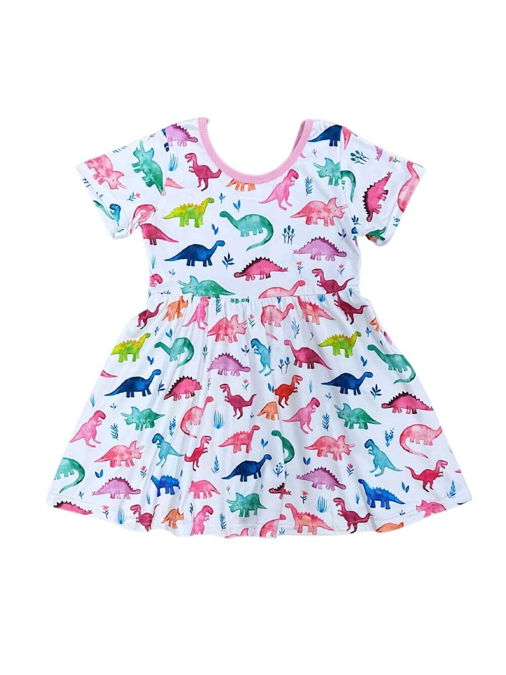 Dinos for Days Girls Shorts Sleeve Dress - Sydney So Sweet