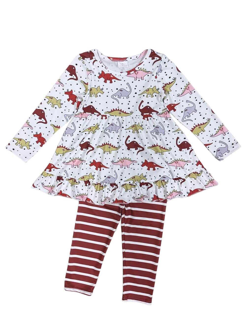 Dinos for Days Tunic Top & Striped Leggings Girls Outfit - Sydney So Sweet