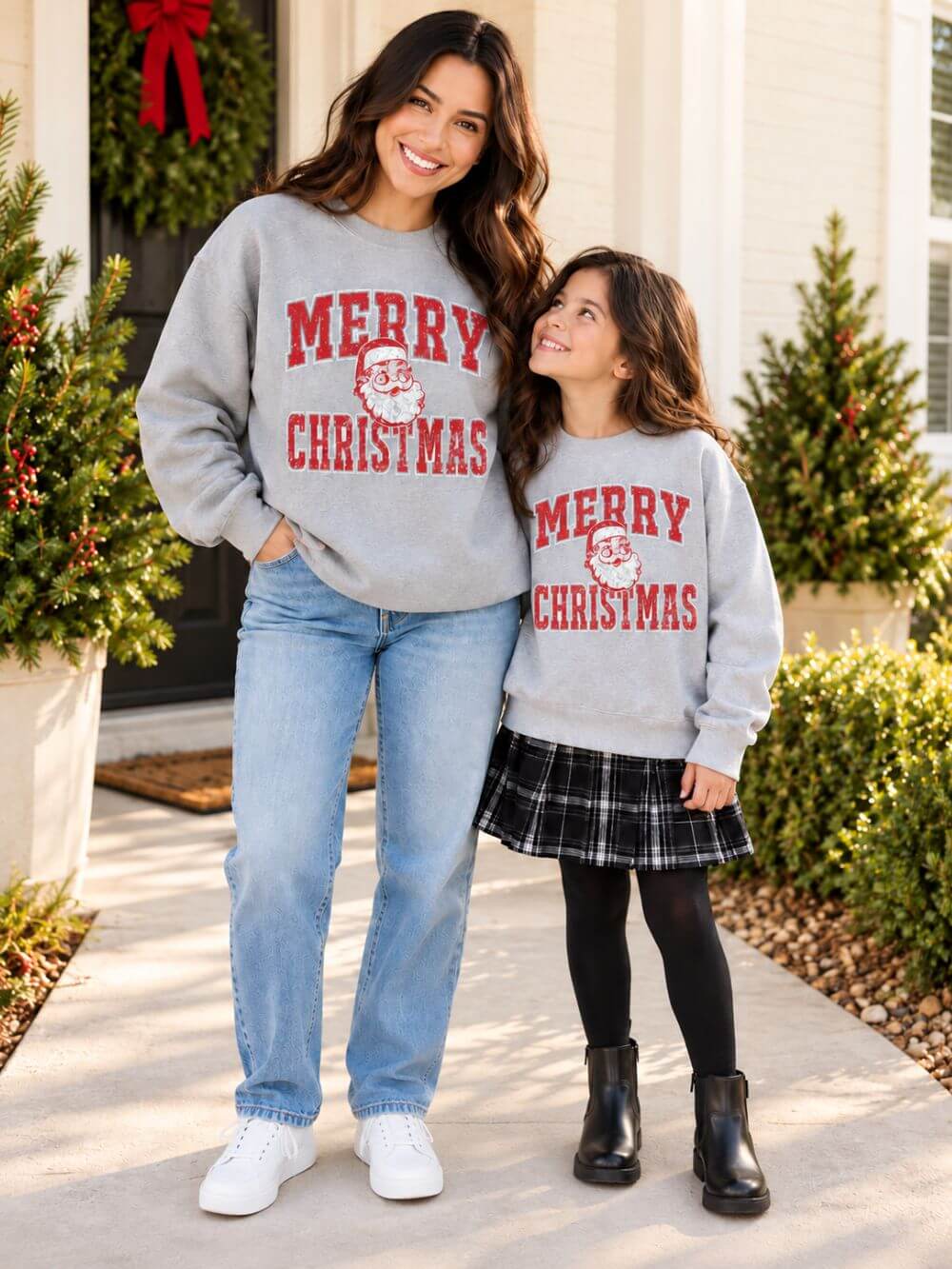 Merry Christmas Santa Claus Distressed Heavy Blend Unisex Crewneck Graphic Sweatshirt