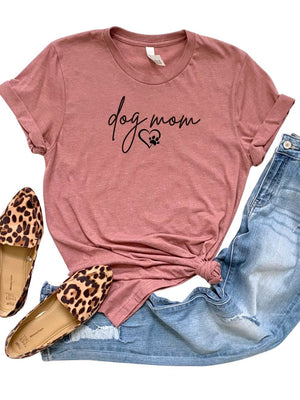 Dog Mom Women's Jersey Short Sleeve Graphic Tee - 12 Colors - Sydney So Sweet