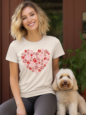 Dog Paw Heart Dog Mom Valentine's Day Short Sleeve Graphic T-Shirt - Sydney So Sweet