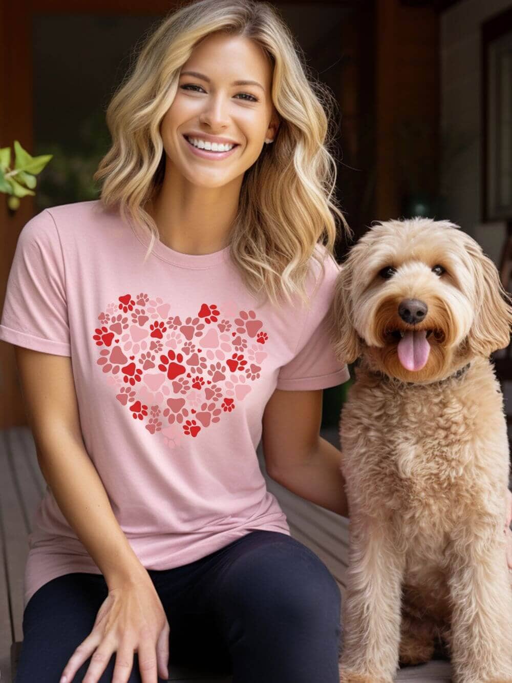 Dog Paw Heart Dog Mom Valentine's Day Short Sleeve Graphic T-Shirt - Sydney So Sweet