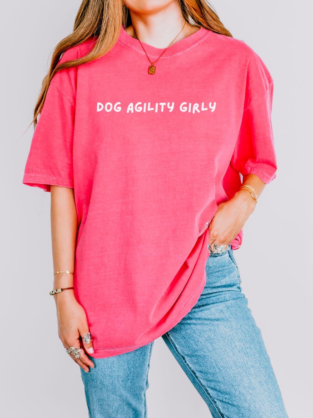 Dog Agility Girly Pet Lovers Dog Sports Graphic T-Shirt Unisex Short Sleeve Tee