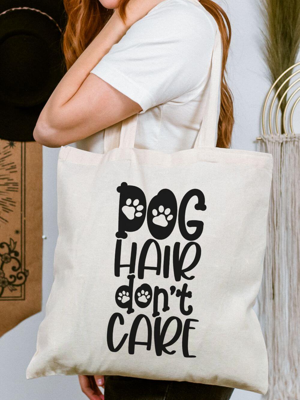Dog Hair Don’t Care Dog Lover Cotton Canvas Tote Bag