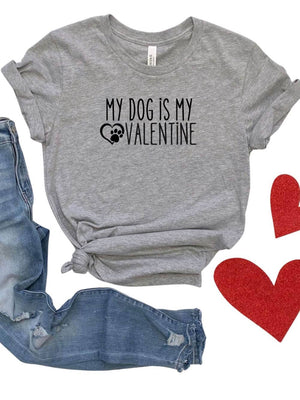 My Dog is My Valentine Jersey Short Sleeve Women's Valentine's Day Tee - Sydney So Sweet