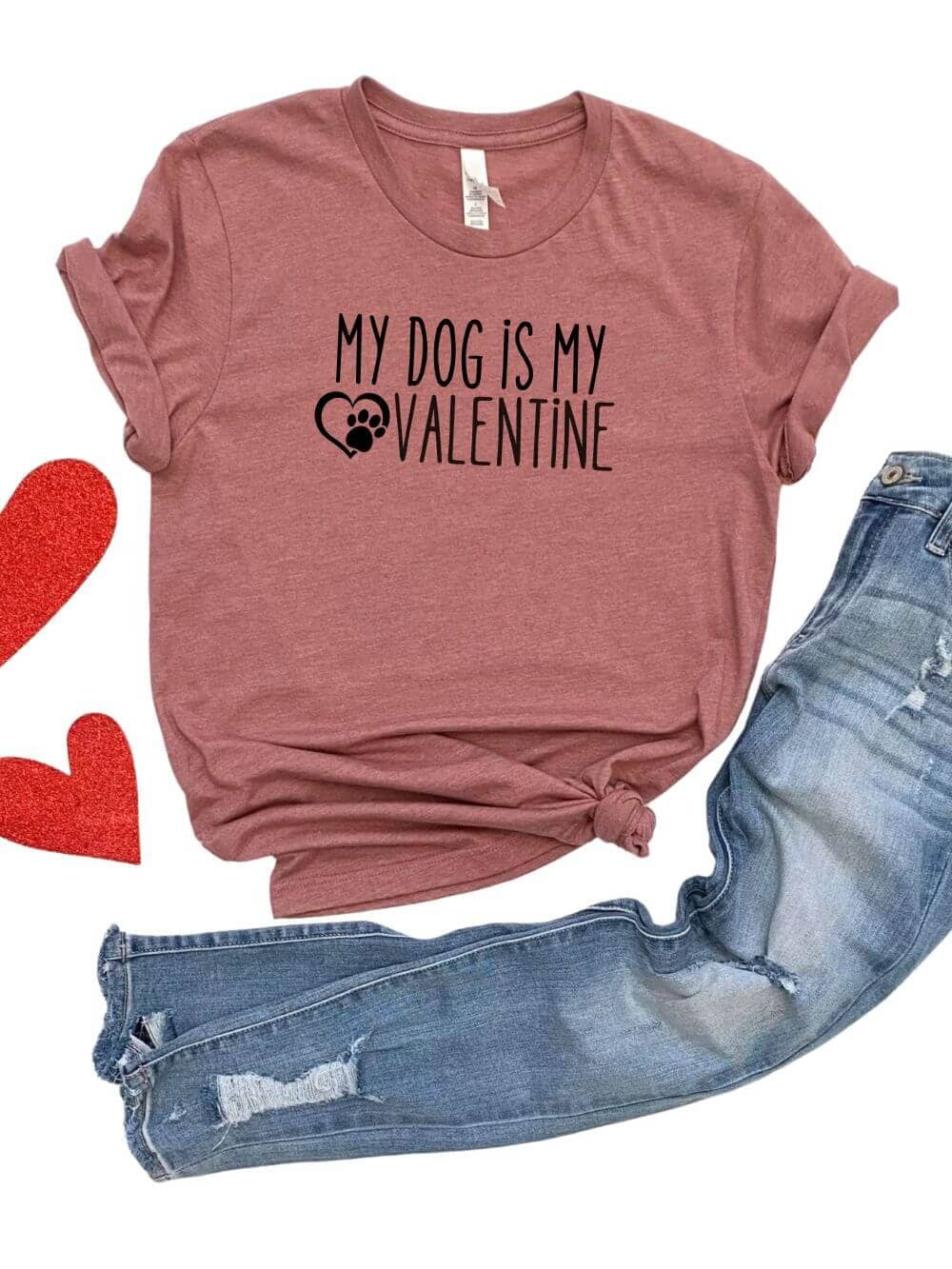 My Dog is My Valentine Jersey Short Sleeve Women's Valentine's Day Tee - Sydney So Sweet