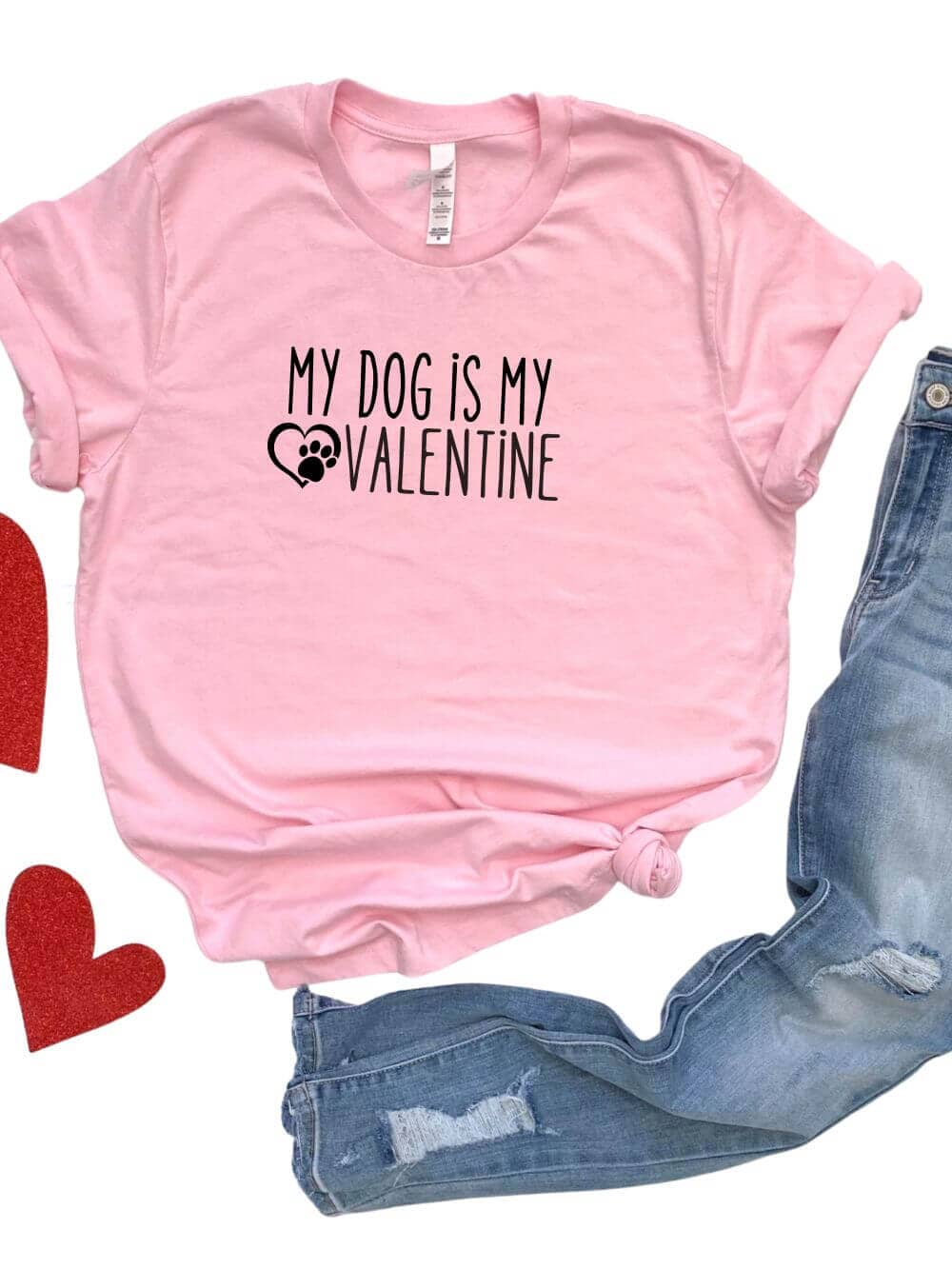 My Dog is My Valentine Jersey Short Sleeve Women's Valentine's Day Tee - Sydney So Sweet