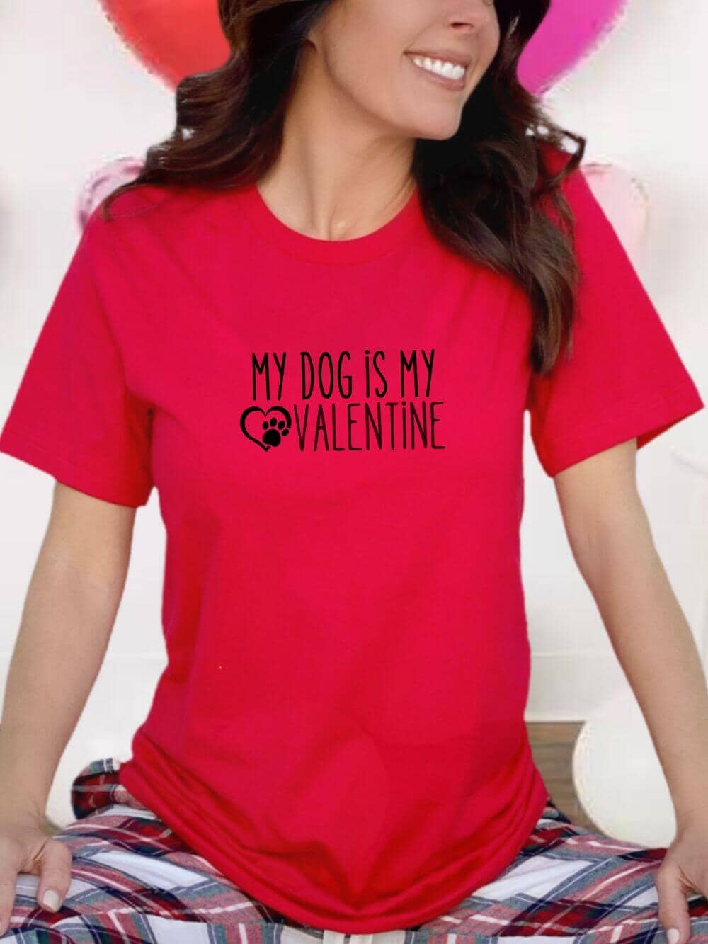 My Dog is My Valentine Jersey Short Sleeve Women's Valentine's Day Tee - Sydney So Sweet