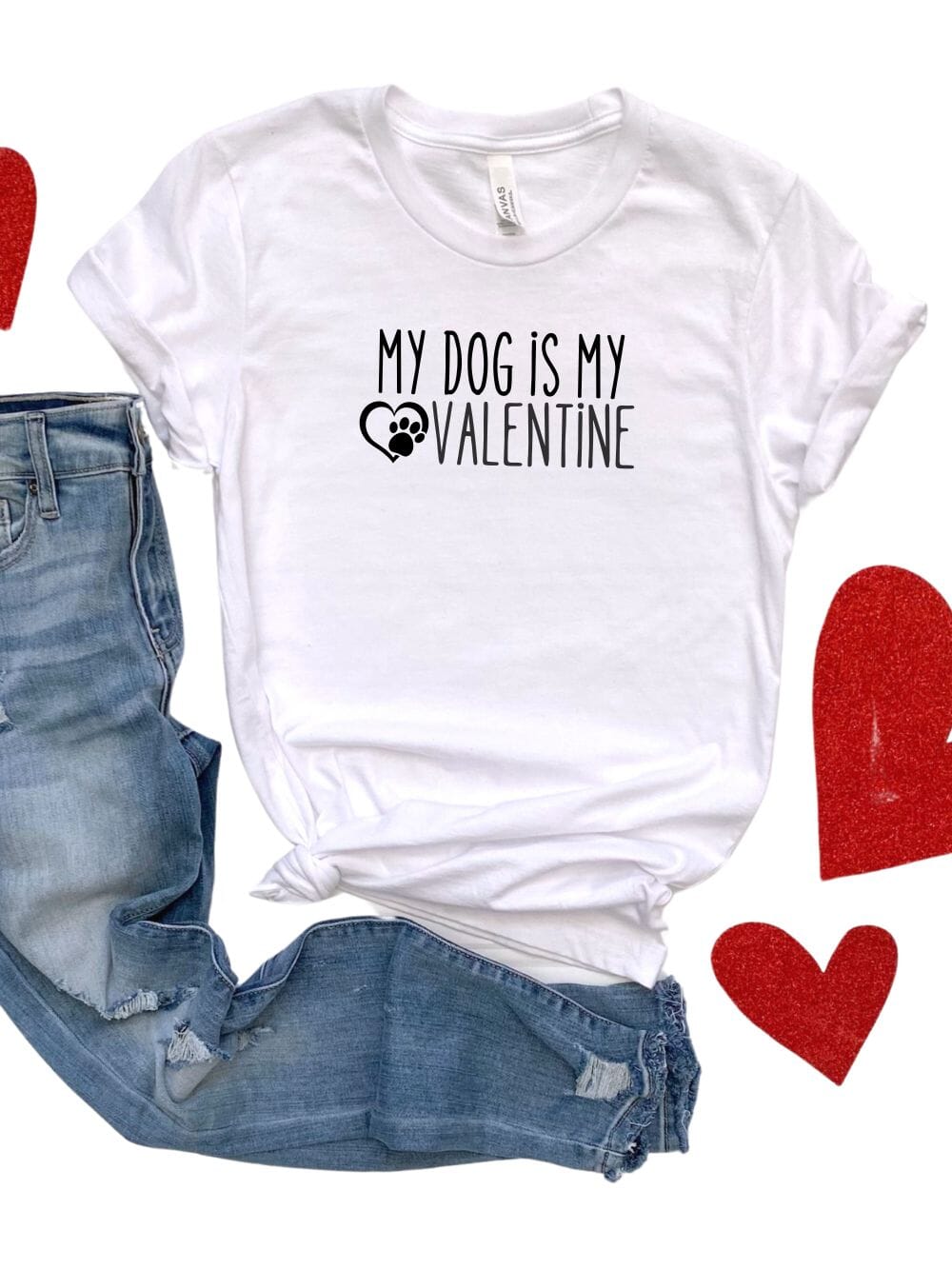 My Dog is My Valentine Jersey Short Sleeve Women's Valentine's Day Tee - Sydney So Sweet