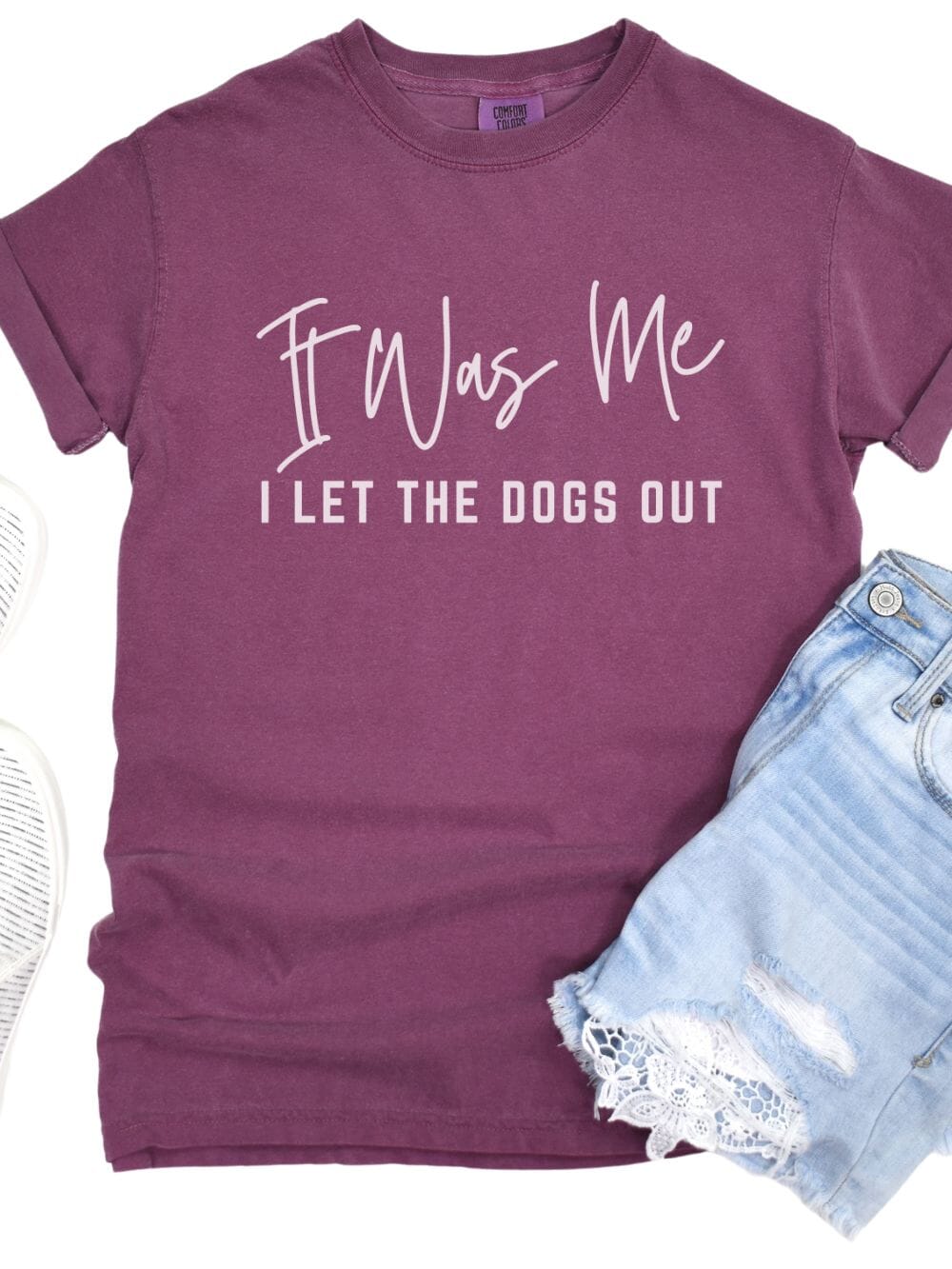 It Was Me I Let The Dogs Out Funny Unisex Short Sleeve Graphic T-Shirt