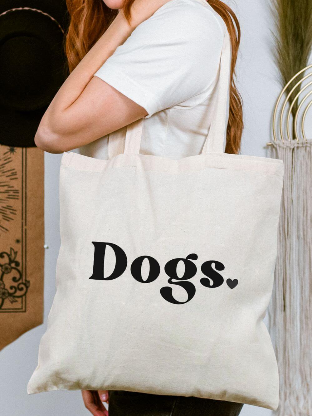 Dogs Period Dog Mom Heart Cotton Canvas Tote Bag