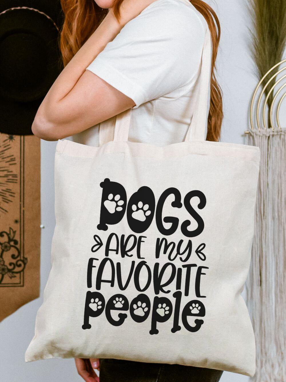 Dogs Are My Favorite People Cotton Canvas Dog Lover Tote Bag