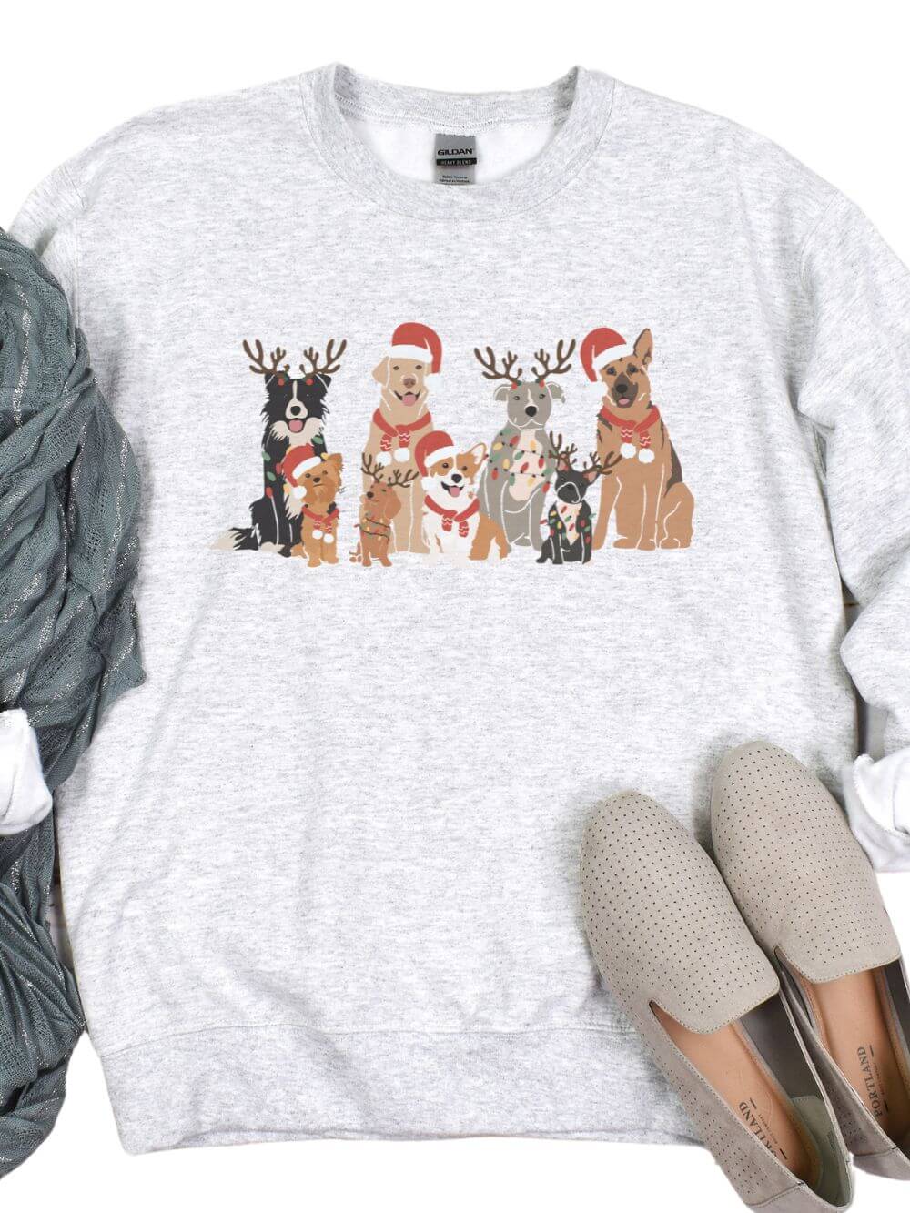 Dogs of Christmas Heavy Blend Unisex Crewneck Graphic Sweatshirt - Sydney So Sweet