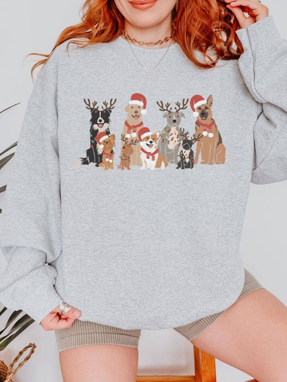 Dogs of Christmas Heavy Blend Unisex Crewneck Graphic Sweatshirt - Sydney So Sweet