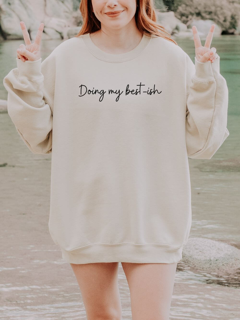 Doing My Best-ish Script Motivational Crewneck Heavy Blend Cozy Sweatshirt - Sydney So Sweet