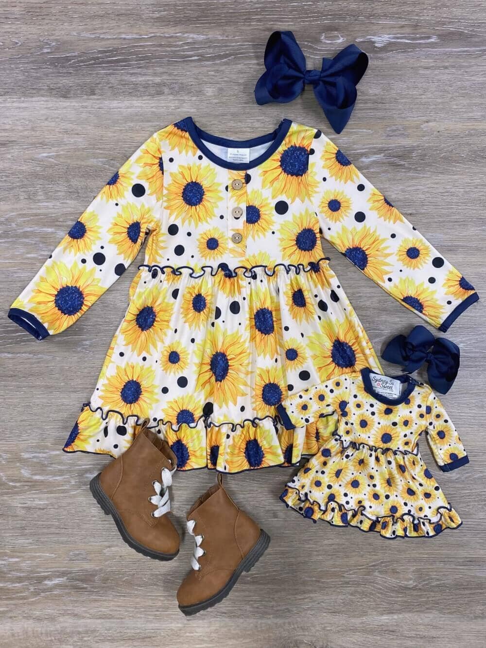 Doll and Me - Sunflower Ruffle Matching Dresses - Sydney So Sweet