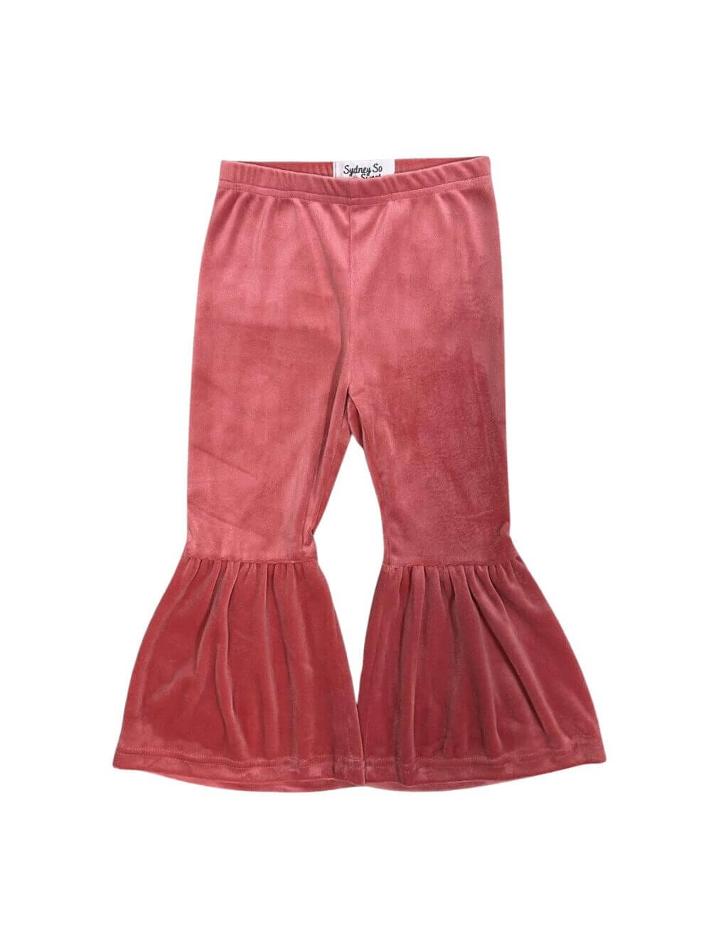 Dusty Rose Pink Girls Velvet Bell Bottoms - Sydney So Sweet