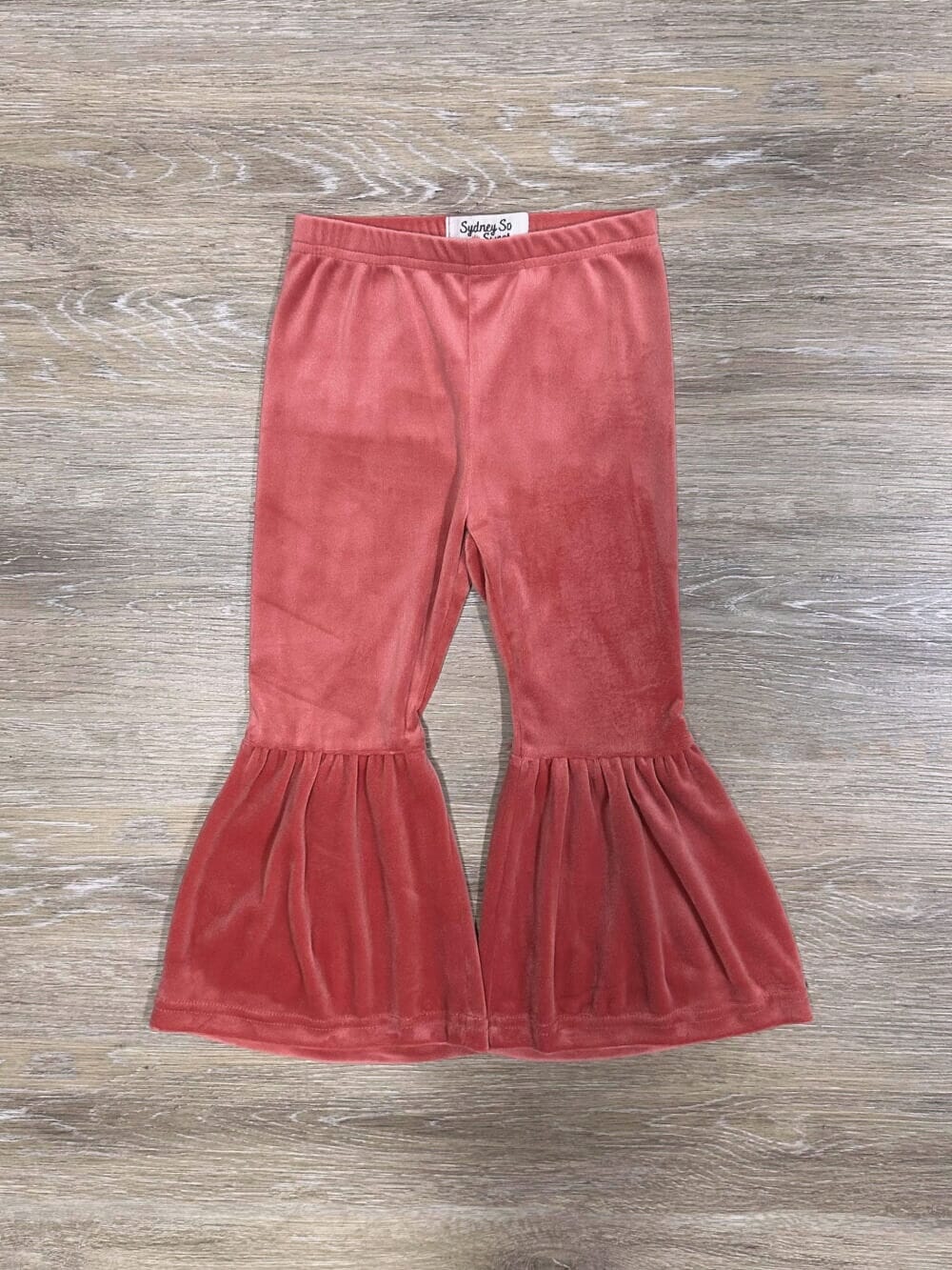 Dusty Rose Pink Girls Velvet Bell Bottoms - Sydney So Sweet