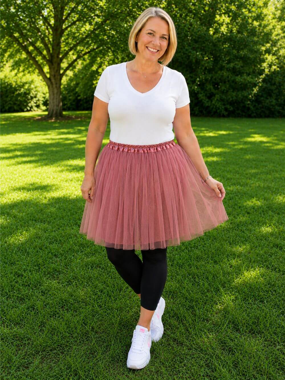 Dusty Rose Tutu Skirt for Women – 3-Layer Tulle Ballet Skirt for Costume, Dress-Up, Dance, & Cosplay