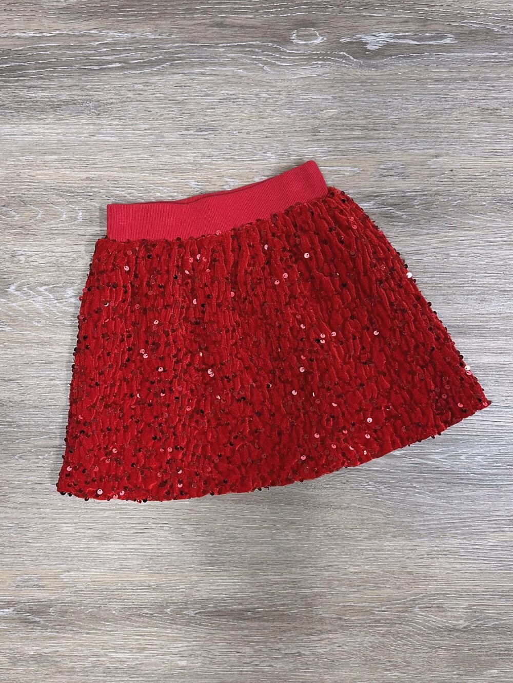 Elastic Waist Red Sequin Girls Sparkly Skirt - Sydney So Sweet